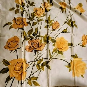 Vintage silk yellow roses scarf